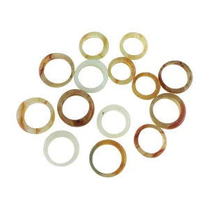 Fingerring, ædelsten, jade, mix - 4 stk
