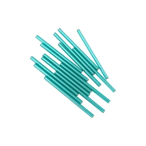 Grønne glasperler, preciosa transparant teal silver lined tubes, 50 x 3 mm